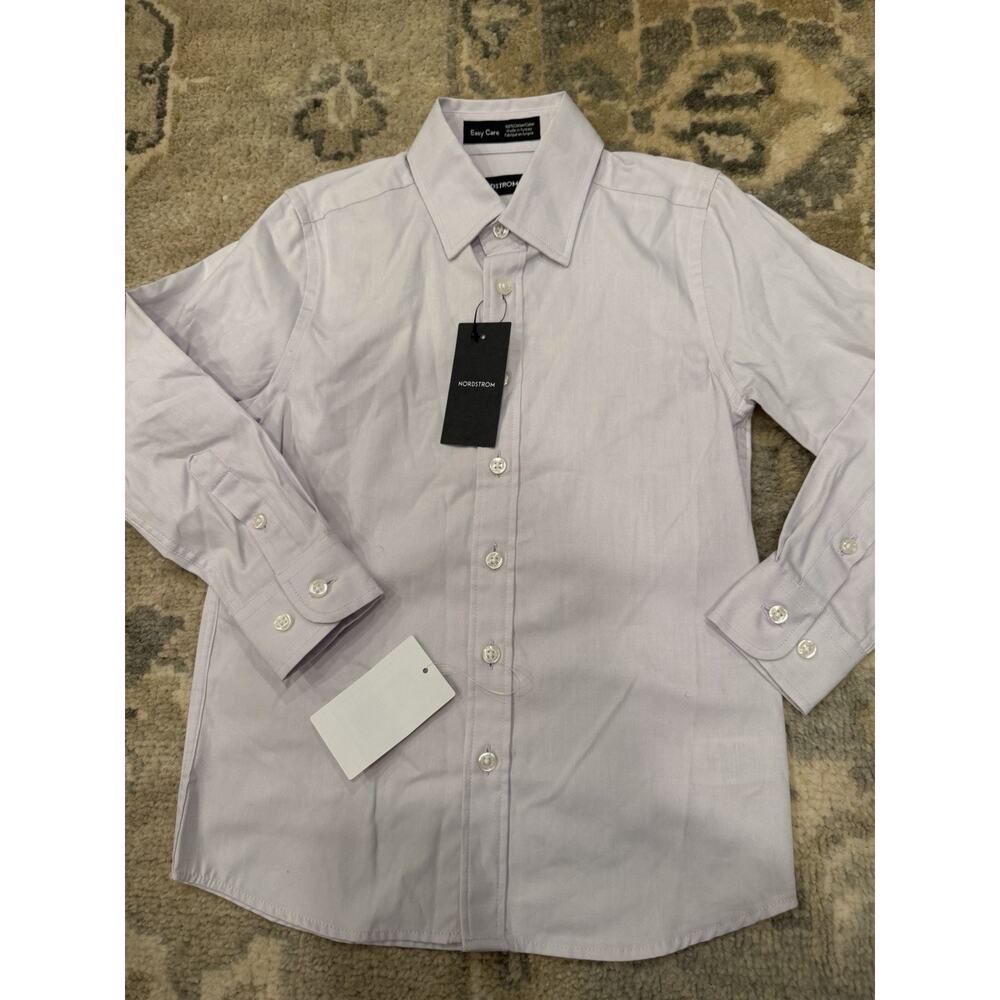 Nordstrom Boys Long Sleeve Button Down Light Purple Sz 5 NWT $40
